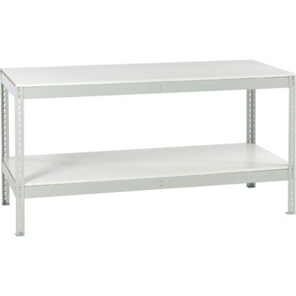 WORKBENCH, TWO LEVELS, MELAMINE - L/GREY UPRIGHTS