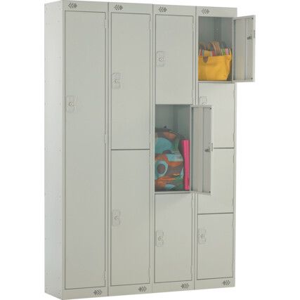 Compartment Locker, 3 Doors, Light Grey, 1800 x 300 x 300mm