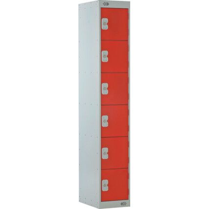 1800x300x300mm 6-DOOR LOCKER GREY/RED