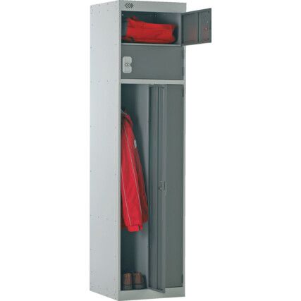 Two Person Workwear Locker, Single Door, Blue, 1800 x 450 x 450mm