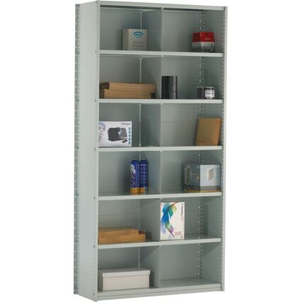 Stormor Standard Duty Shelving, 6 Shelves, 70kg Shelf Capacity, 1850mm x 900mm x 300mm, Grey