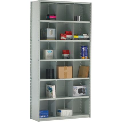 Stormor Standard Duty Shelving Extension Bay, 6 Shelves, 70kg Shelf Capacity, 1850mm x 900mm x 300mm, Grey