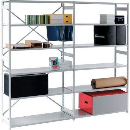 Stormor Standard Duty Shelving Extension Bay, 4 Shelves, 70kg Shelf Capacity, 1850mm x 900mm x 300mm, Grey