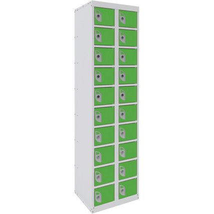 DUAL USB PHONE CHARGING LOCKER 10 TIERS 20 DOORS SUBLIME LIME