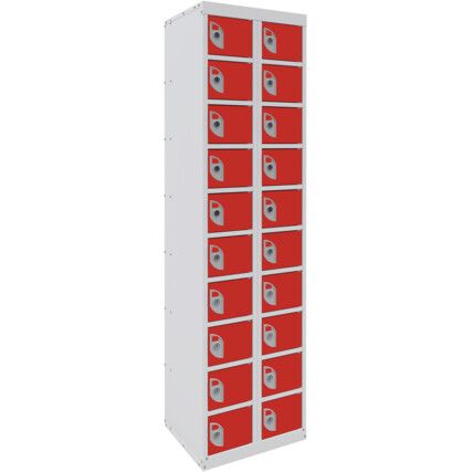 DUAL USB PHONE CHARGING LOCKER 10 TIERS 20 DOORS TAMARILLO RED