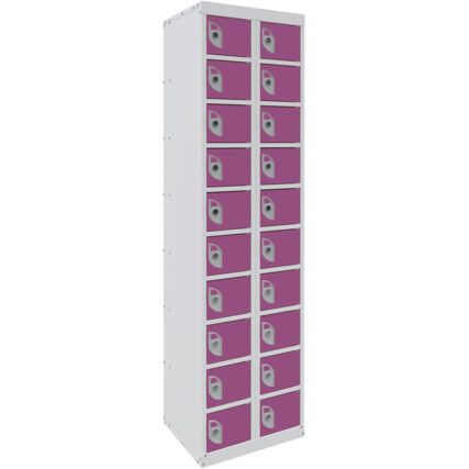 DUAL USB PHONE CHARGING LOCKER 10 TIERS 20 DOORS SUMMER LILAC