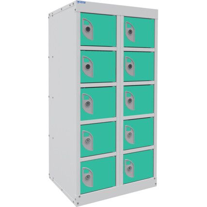 DUAL USB PHONE CHARGING LOCKER 5 TIERS 10 DOORS LAGOON BLUE