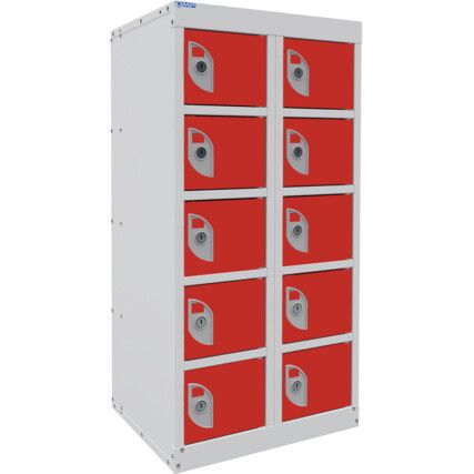 DUAL USB PHONE CHARGING LOCKER 5 TIERS 10 DOORS TAMARILLO RED