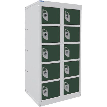 DUAL USB PHONE CHARGING LOCKER 5 TIERS 10 DOORS GUAVA GREEN