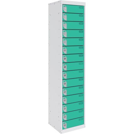 DUAL USB CHARGING LOCKER 15 COMPARTMENT 15 DOOR LAGOON BLUE