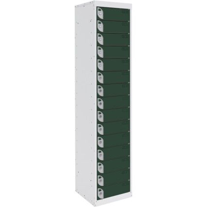 DUAL USB CHARGING LOCKER 15 COMPARTMENT 15 DOOR GUAVA GREEN