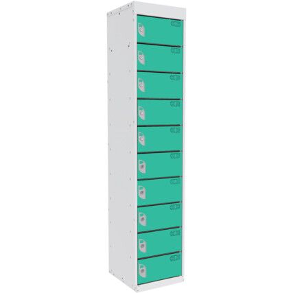 DUAL USB CHARGING LOCKER 10 COMPARTMENT 10 DOOR LAGOON BLUE