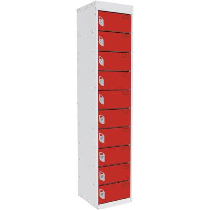 DUAL USB CHARGING LOCKER 10 COMPARTMENT 10 DOOR TAMARILLO RED