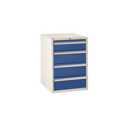 Euroslide Drawer Cabinet, 4 Drawers, Blue, 825 x 600 x 650mm