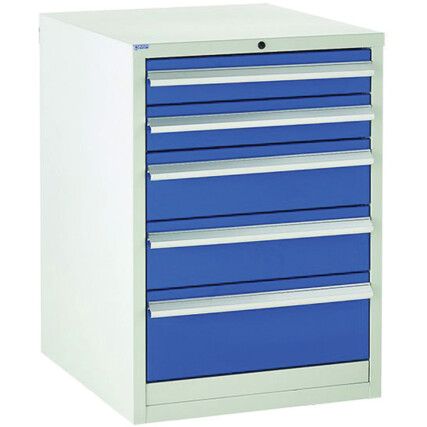 Euroslide Drawer Cabinet, 5 Drawers, Blue, 825 x 600 x 650mm