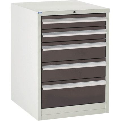 Euroslide Drawer Cabinet, 5 Drawers, Grey, 825 x 600 x 650mm