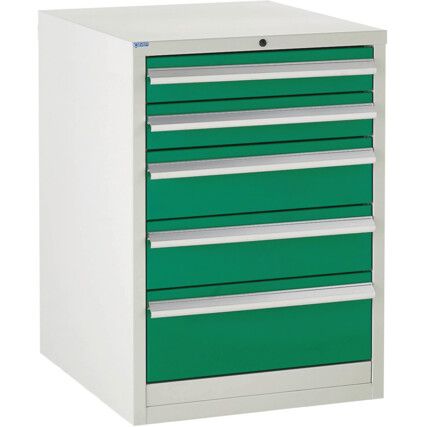 Euroslide Drawer Cabinet, 5 Drawers, Green, 825 x 600 x 650mm