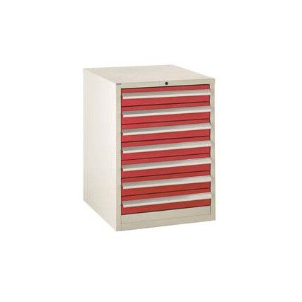 Euroslide Drawer Cabinet, 7 Drawers, Red, 825 x 600 x 650mm