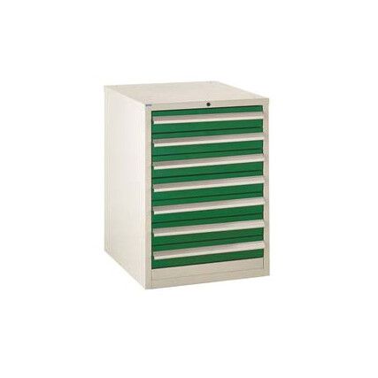 Euroslide Drawer Cabinet, 7 Drawers, Green, 825 x 600 x 650mm