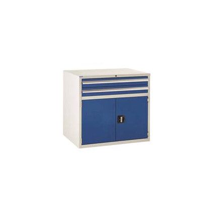 Euroslide 2 Drawer & Cupboard 2x100mm, 1x500mm 825x900x650 Blue