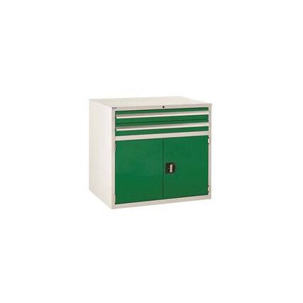 Euroslide 2 Drawer & Cupboard  2x100mm, 1x500mm 825x900x650 Green