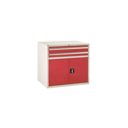 Euroslide 2 Drawer & Cupboard  2x100mm, 1x500mm 825x900x650 Red