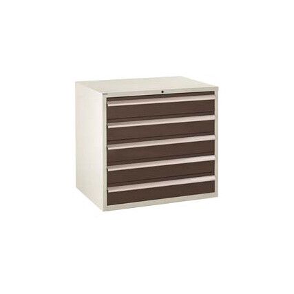 Euroslide Drawer Cabinet, 5 Drawers, Grey, 825 x 900 x 650mm