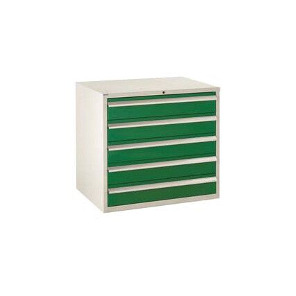 Euroslide Drawer Cabinet, 5 Drawers, Green, 825 x 900 x 650mm