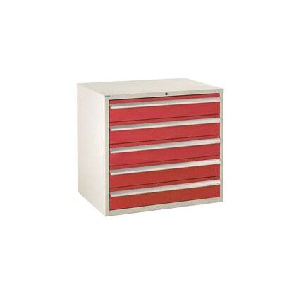 Euroslide Drawer Cabinet, 5 Drawers, Red, 825 x 900 x 650mm