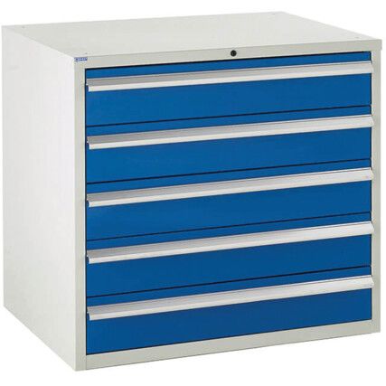 Euroslide Drawer Cabinet, 5 Drawers, Blue, 825 x 900 x 650mm