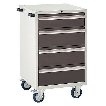 Euroslide Mobile Storage Cabinet, 4 Drawers, Grey, 980 x 600 x 650mm