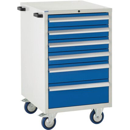 Euroslide Mobile Storage Cabinet, 6 Drawers, Blue, 980 x 600 x 650mm