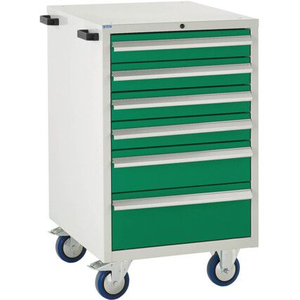 Euroslide Mobile Storage Cabinet, 6 Drawers, Green, 980 x 600 x 650mm