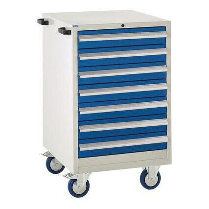 Euroslide Mobile Storage Cabinet, 7 Drawers, Blue, 980 x 600 x 650mm