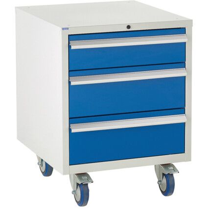 Euroslide Drawer Cabinet, 3 Drawers, Blue, 780 x 600 x 650mm