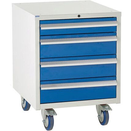 Euroslide Drawer Cabinet, 4 Drawers, Blue, 780 x 600 x 650mm