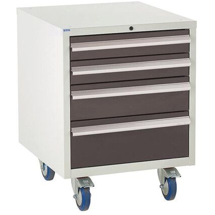 Euroslide Drawer Cabinet, 4 Drawers, Grey, 780 x 600 x 650mm