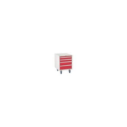 Euroslide Drawer Cabinet, 4 Drawers, Red, 780 x 600 x 650mm