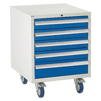 Euroslide Drawer Cabinet, 5 Drawers, Blue, 780 x 600 x 650mm