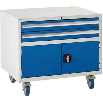 Euroslide Drawer Cabinet, 2 Drawers, Blue, 780 x 900 x 650mm