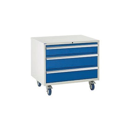 Euroslide Drawer Cabinet, 3 Drawers, Blue, 780 x 900 x 650mm