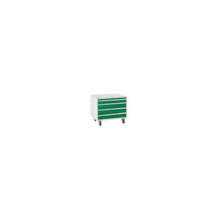 Euroslide Drawer Cabinet, 4 Drawers, Green, 780 x 900 x 650mm