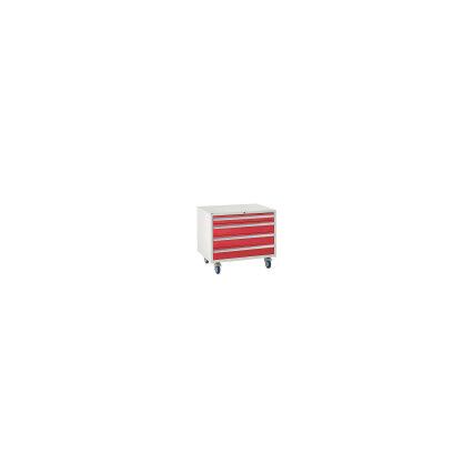 Euroslide Drawer Cabinet, 4 Drawers, Red, 780 x 900 x 650mm