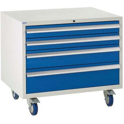 Euroslide Drawer Cabinet, 4 Drawers, Blue, 780 x 900 x 650mm