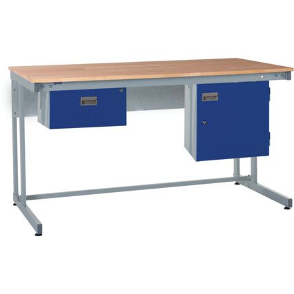 CANTILEVER WORKBENCH KIT A SINGLE DRAWER & STORAGE CUPBOARD