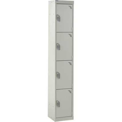 EXPRESS LOCKERS 1800X300X300MM -4 COMPARTMENT LIGHT GREY