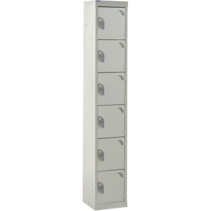 EXPRESS LOCKERS 1800X300X300MM -6 COMPARTMENT LIGHT GREY