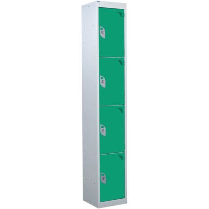 STANDARD LOCKER 1800X300X300mm 4 COMPARTMENT GREEN DOORS