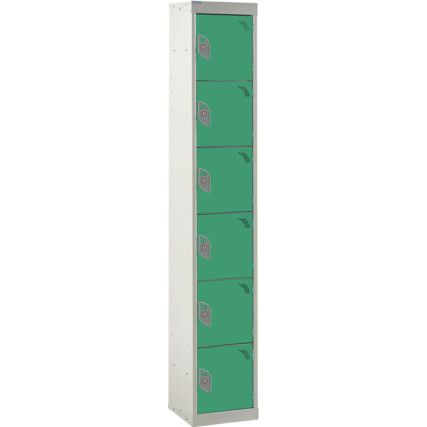 STANDARD LOCKER 1800X300X300mm 6 COMPARTMENT GREEN DOORS