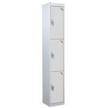 STANDARD LOCKER 1800X300X300mm 3 COMPARTMENT LIGHT GREY DOORS